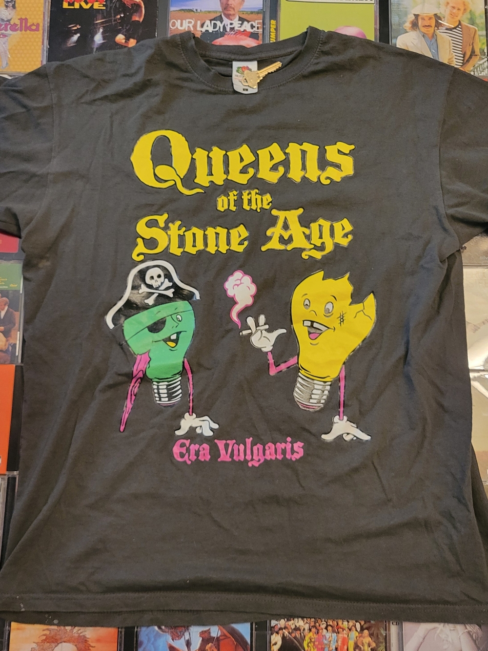 Queens of the Stone Age Era Vulgaris Graphic Tee - Black with Yellow & Green